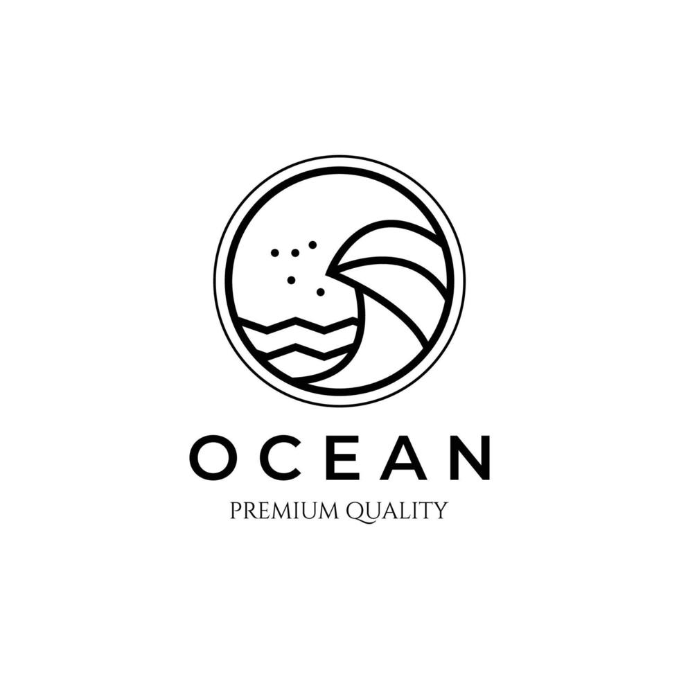 praia onda oceano água ícone onda linha arte minimalista logotipo ilustração vetorial design vetor