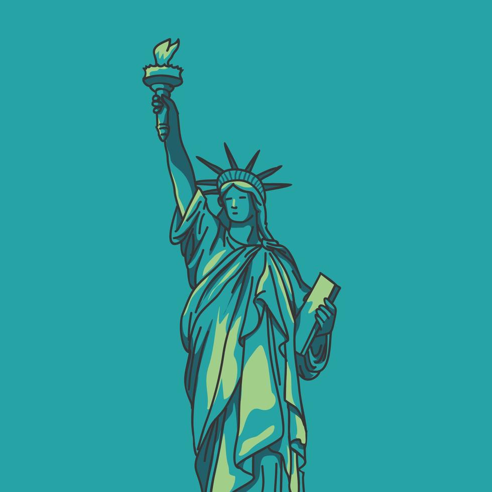 us estátua da liberdade, nova york para escultura de pôsteres, ilustrações. símbolo americano. vetor