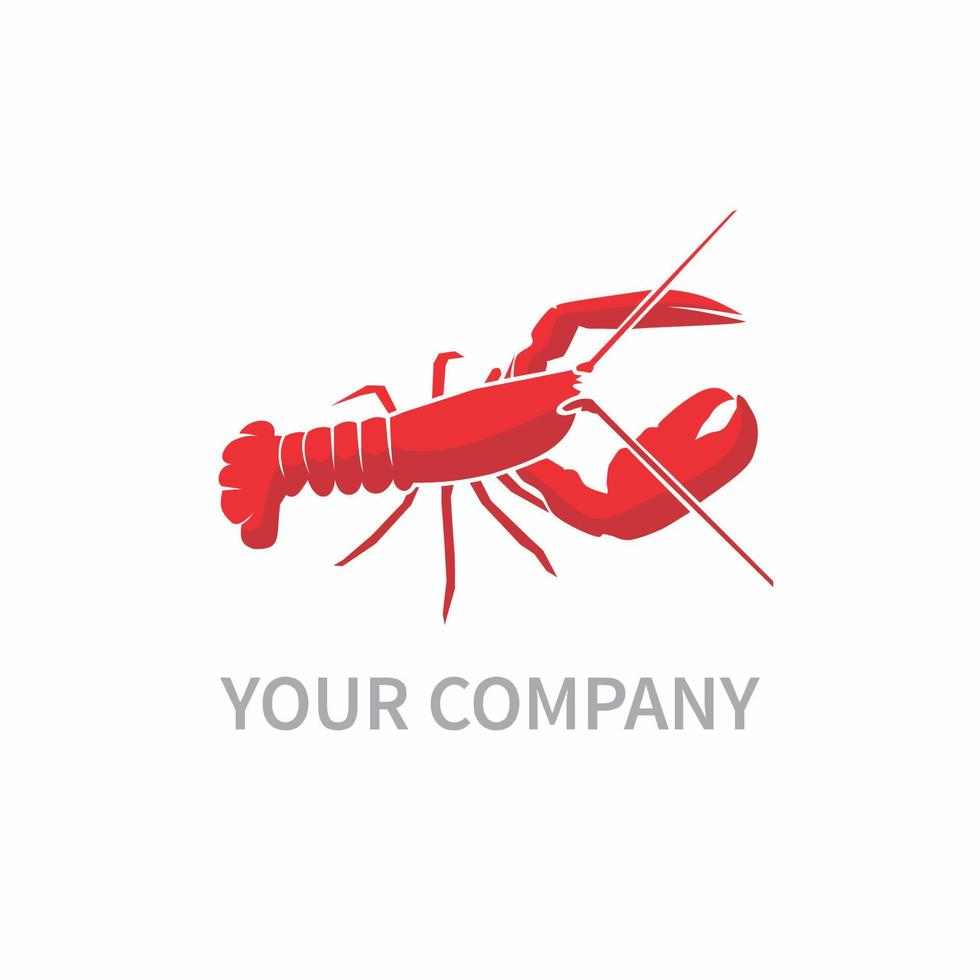 estilo de mascote simples de lagosta de ilustração de logotipo vetorial vetor
