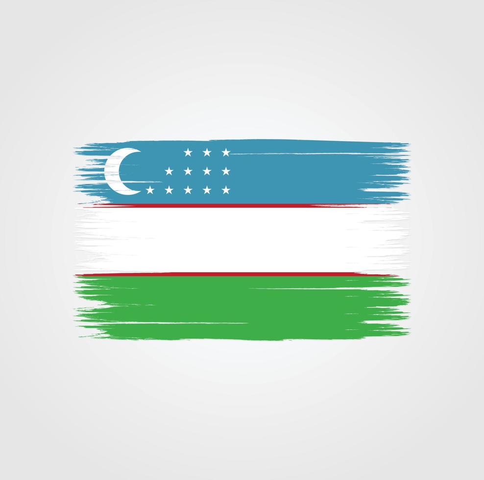 bandeira do uzbequistão com pincel vetor