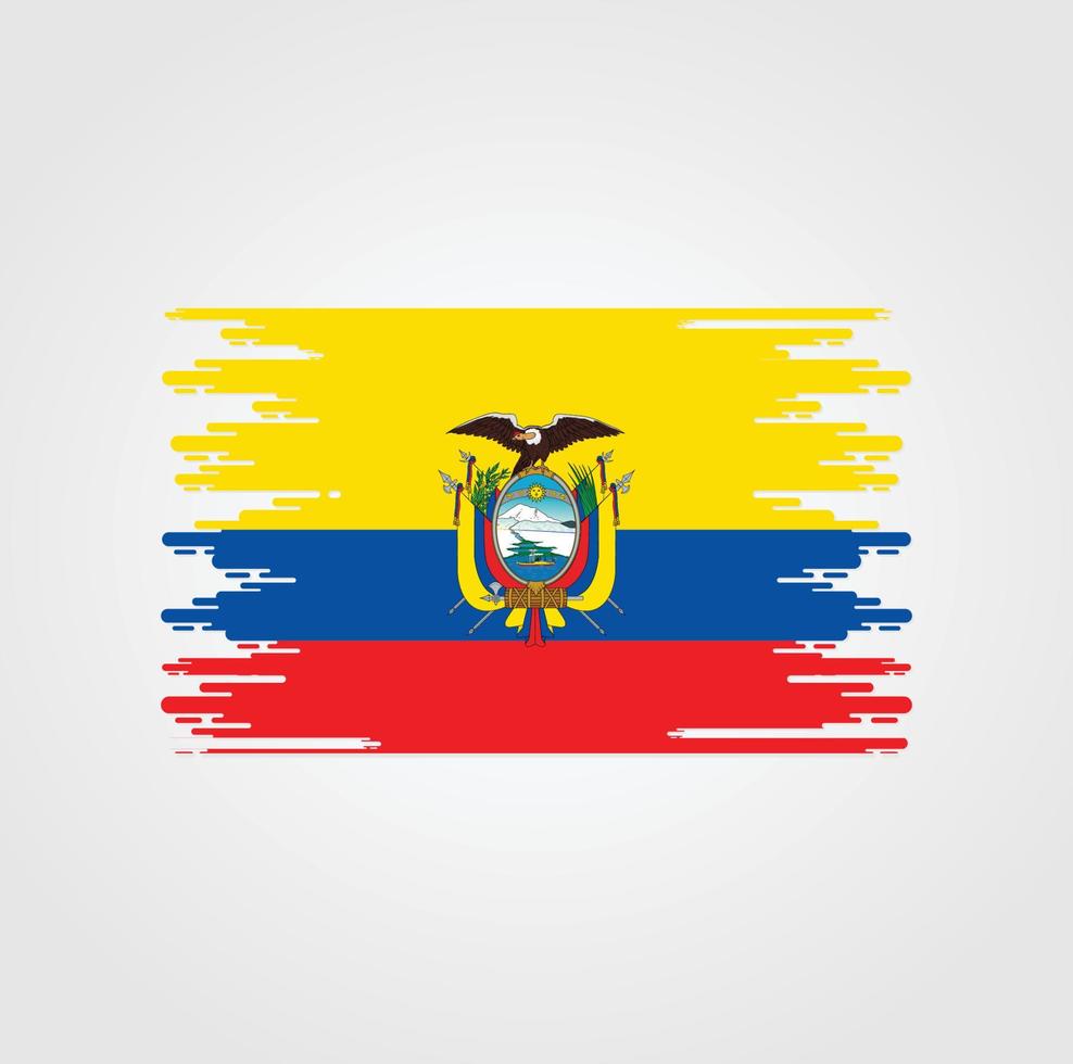 bandeira do equador com design de estilo pincel aquarela vetor