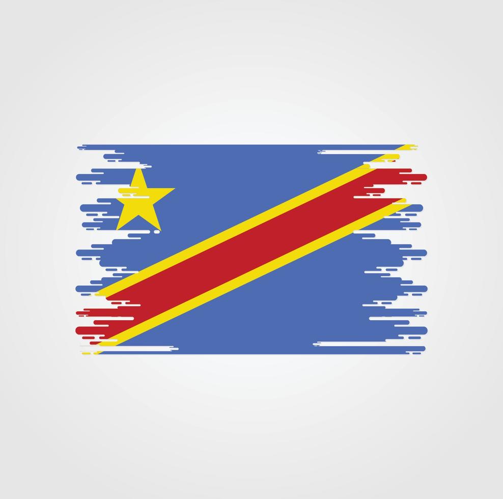 bandeira da república do congo com design de estilo pincel aquarela vetor