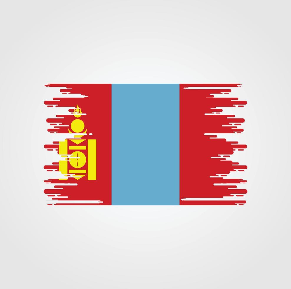 bandeira da mongólia com design de estilo pincel aquarela vetor