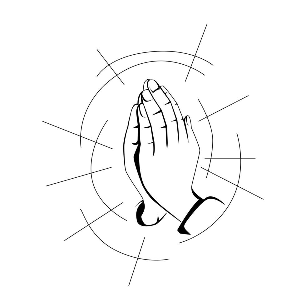 ilustração de design de mão orando vetor