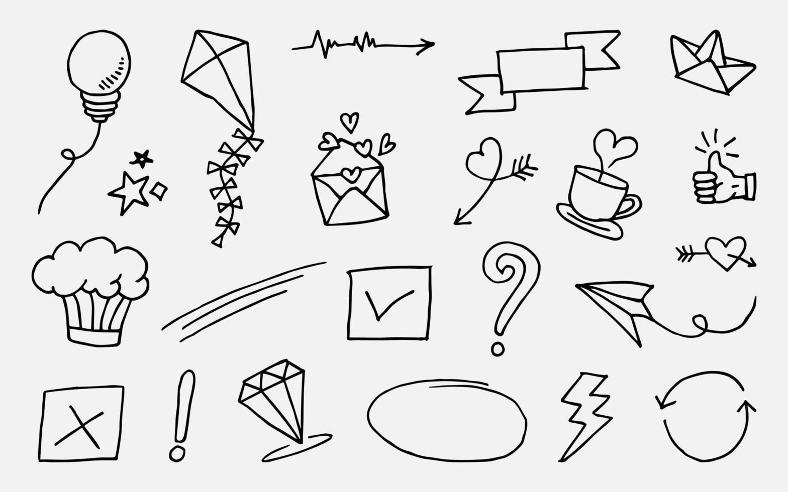 conjunto de vetores de elemento doodle, para design de conceito.