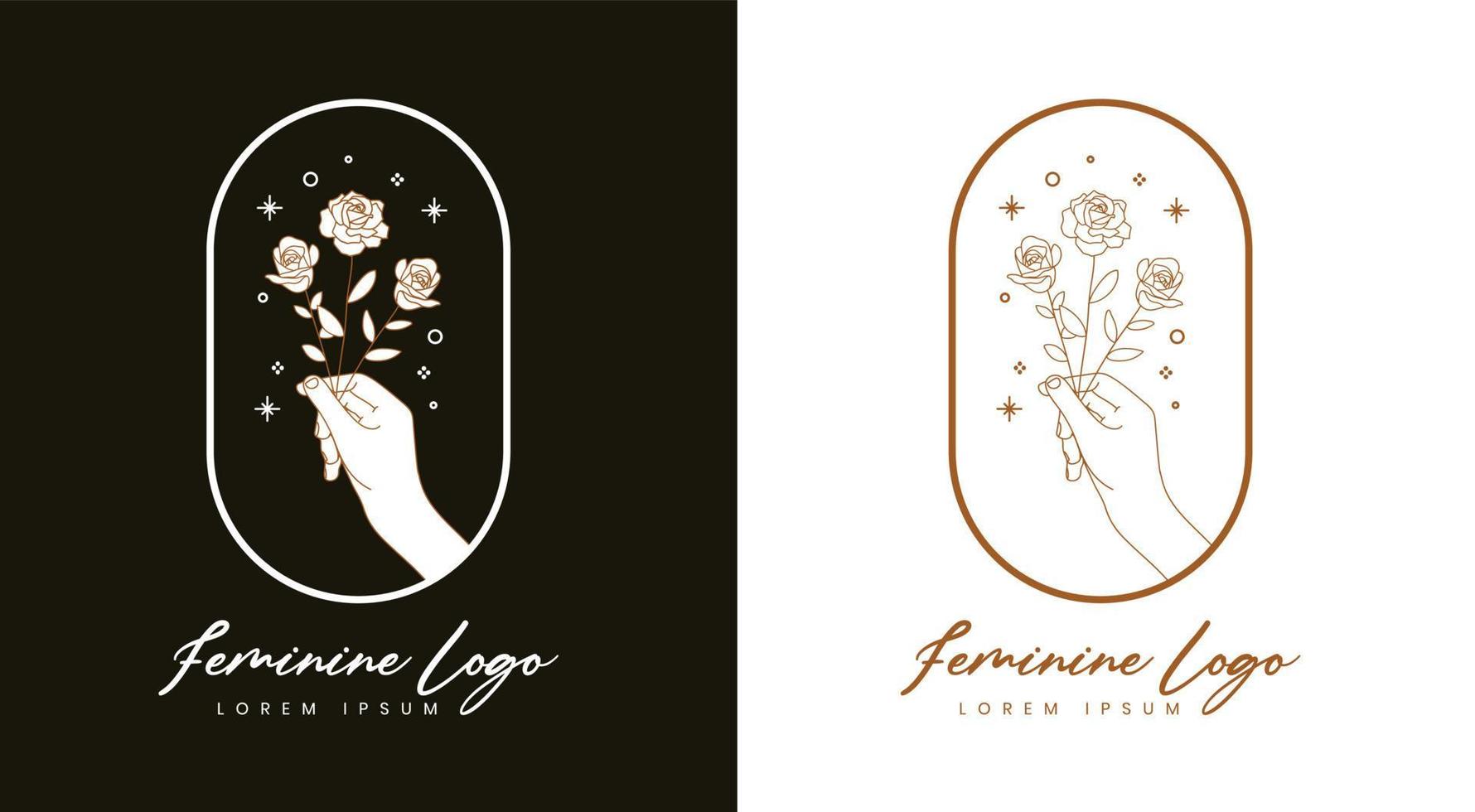 design de modelo de logotipo floral de mão feminina vetor