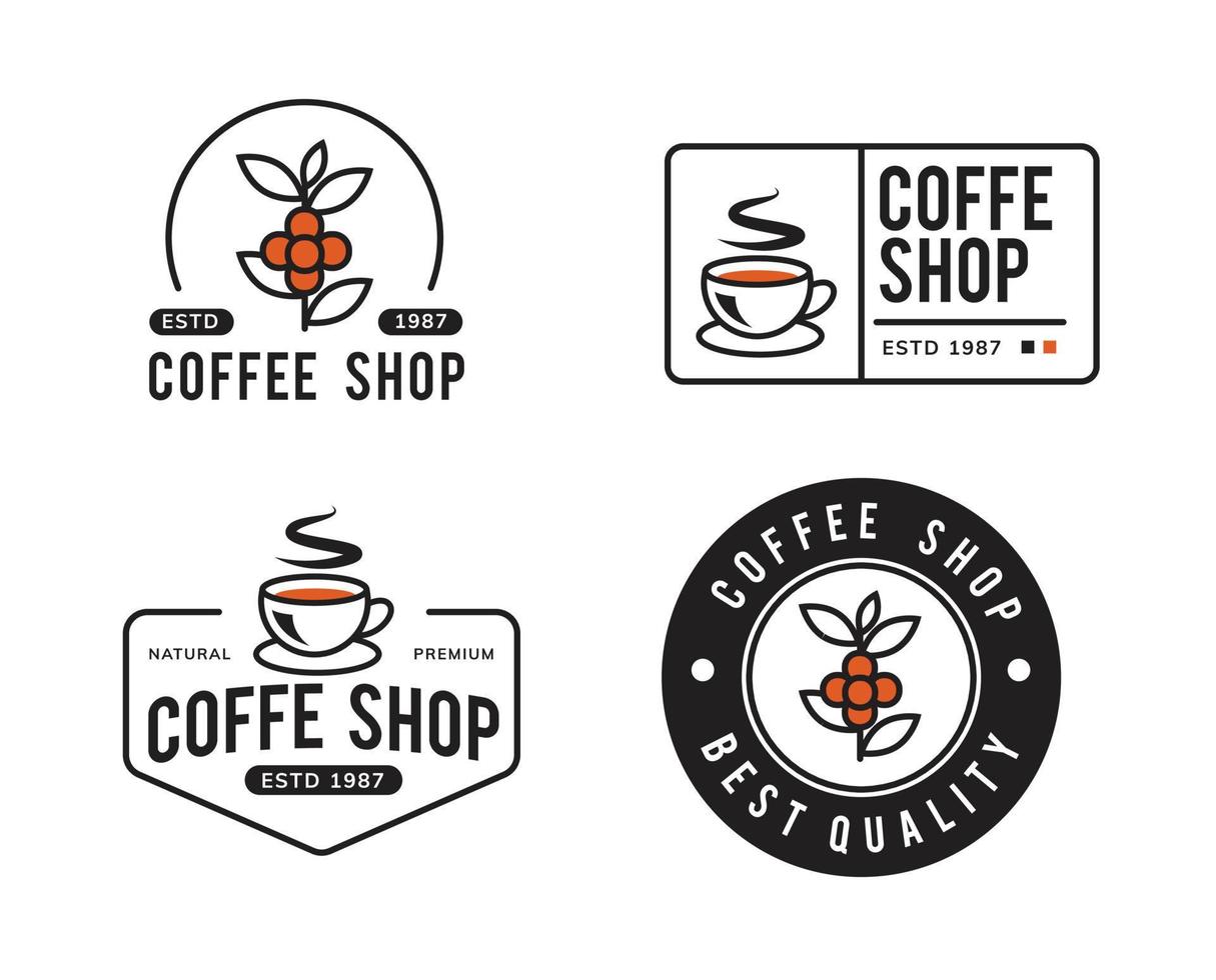 design de modelo de logotipo de café minimalista vetor