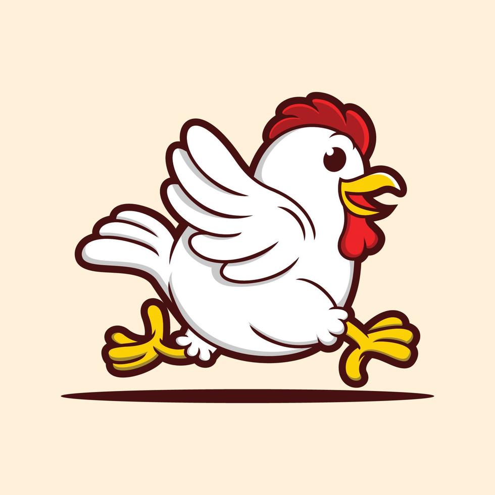 Engraçado desenho animado frango vermelho, galinha de pé e