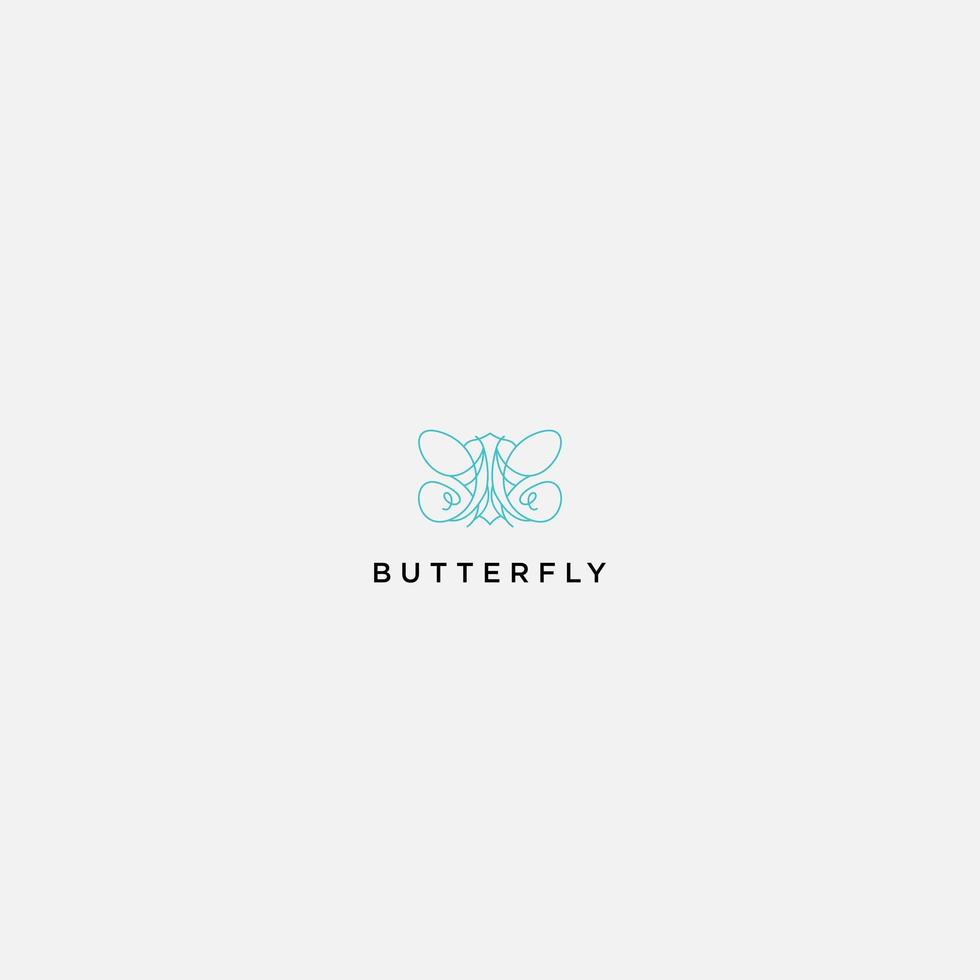 logotipo de borboleta minimalista de arte de linha vetor
