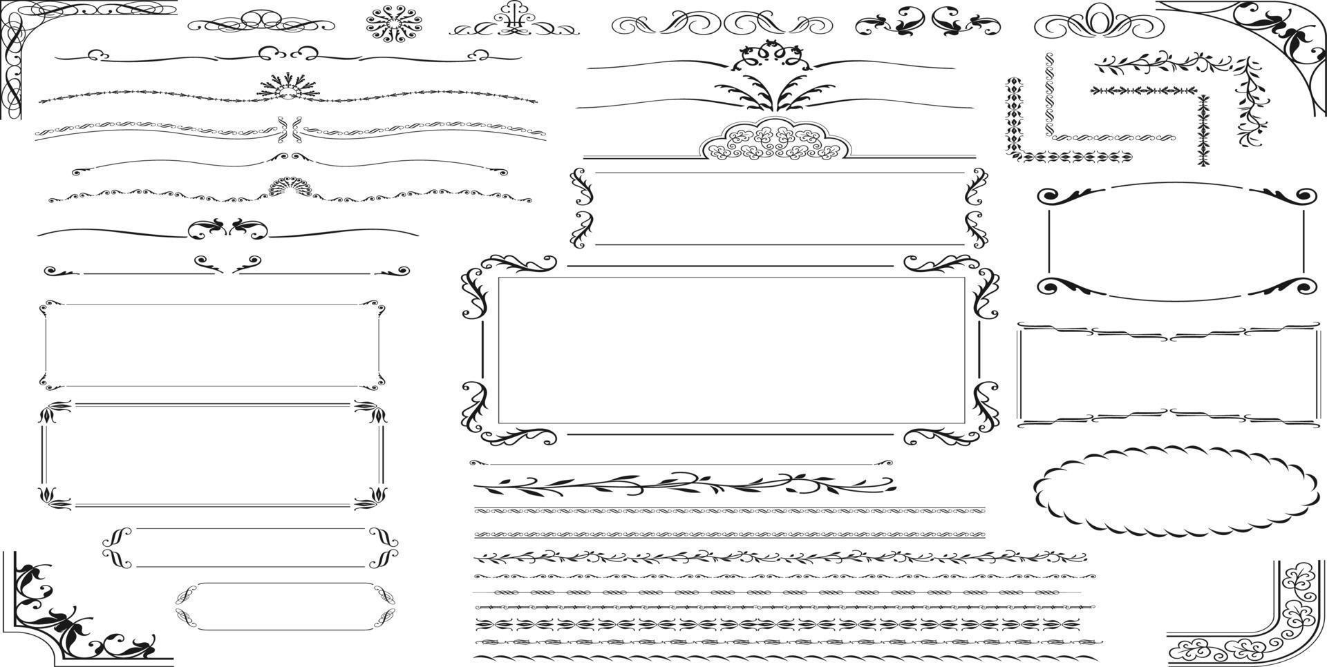 imprimir desenho vetorial de molduras ornamentais elementos ornamentados decorativos emblemas vintage, rótulos e molduras vetor