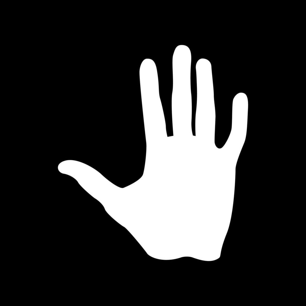 ícone de cor branca de mão humana. vetor