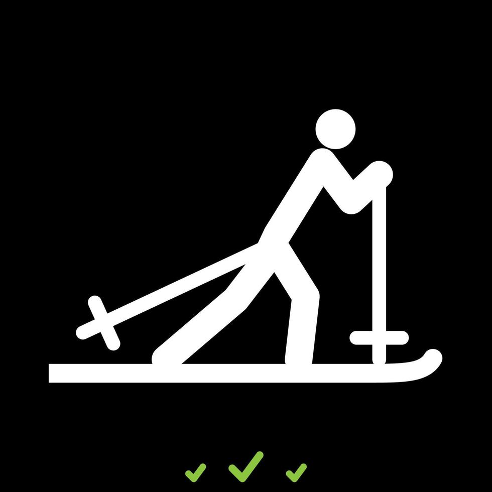 esquiador é ícone branco. vetor