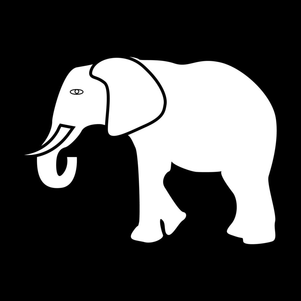 ícone de cor branca de elefante. vetor