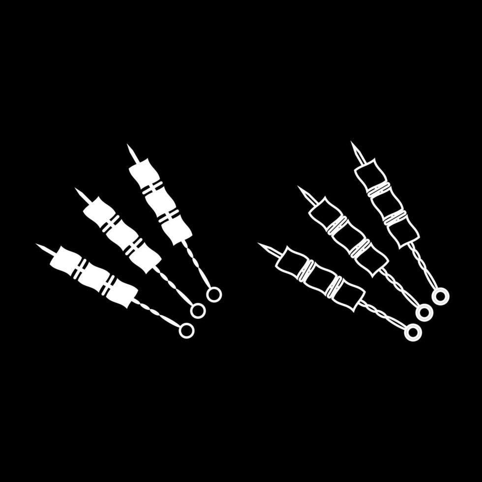 conjunto de ícones de shish kebab ilustração de cor branca estilo simples imagem simples vetor