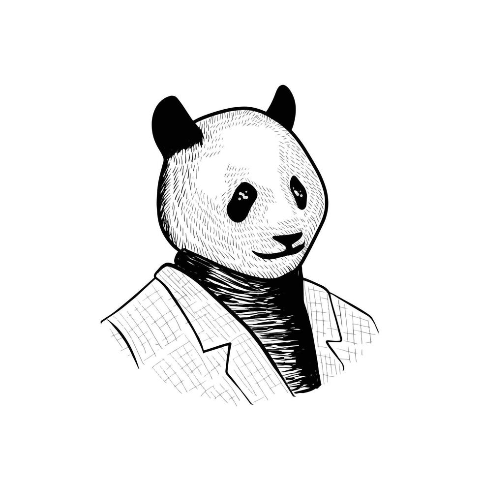 ilustração de panda vestido como humano em fundo branco vetor