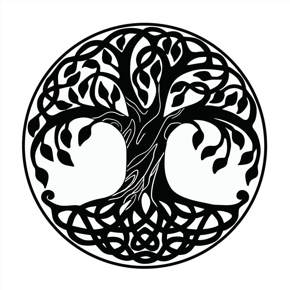 ilustração de árvore nórdica em fundo branco vetor