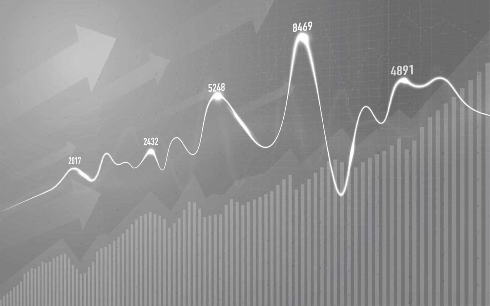 gráfico do mercado financeiro de ações na negociação de investimentos no mercado de ações, ponto de alta, ponto de baixa. tendência de gráfico para ideia de negócio e todo o design de trabalho de arte. ilustração vetorial. vetor