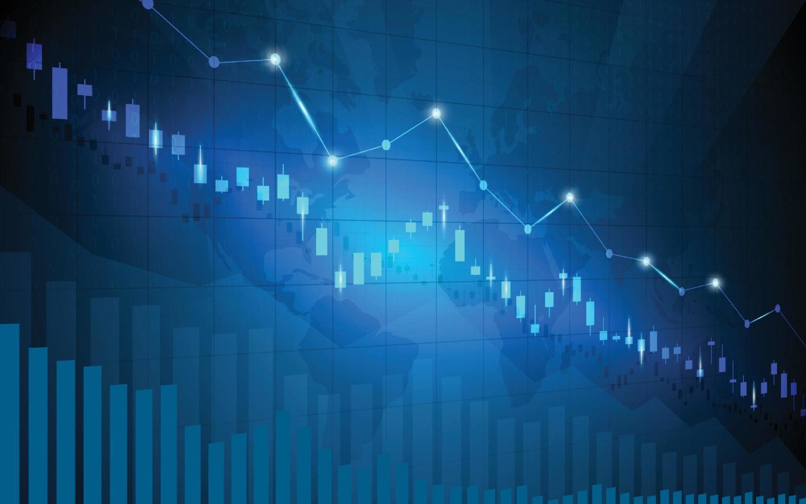 gráfico do mercado financeiro de ações na negociação de investimentos no mercado de ações, ponto de alta, ponto de baixa. tendência de gráfico para ideia de negócio e todo o design de trabalho de arte. ilustração vetorial. vetor