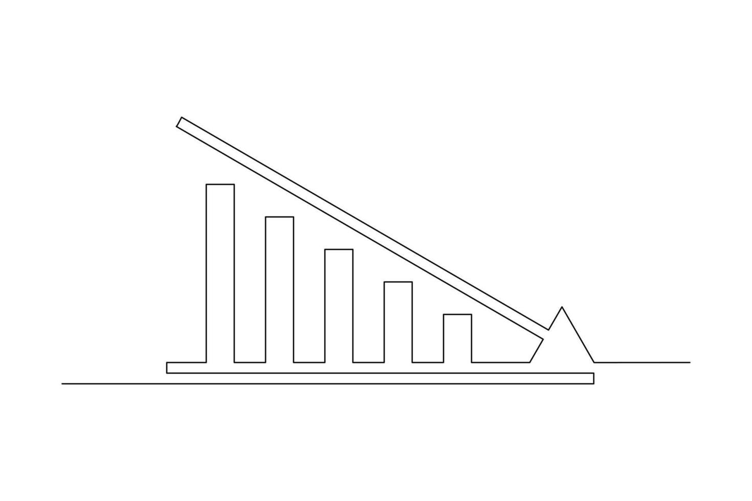 desenho de linha contínua de ícone de gráfico isolado no fundo branco. única arte de uma linha do gráfico para baixo, imagem do gráfico com seta para cima. ilustração vetorial vetor