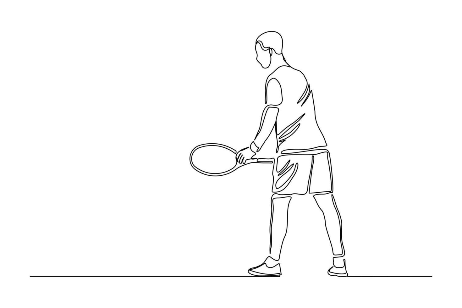 desenho de linha contínua de homem jogando torneio de tênis. arte única de uma linha de esporte e estilo de vida saudável. ilustração vetorial vetor