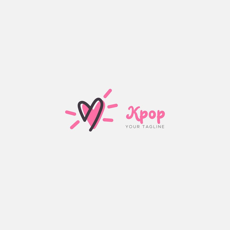 amor k-pop design de logotipo fãs de música coreia vetor