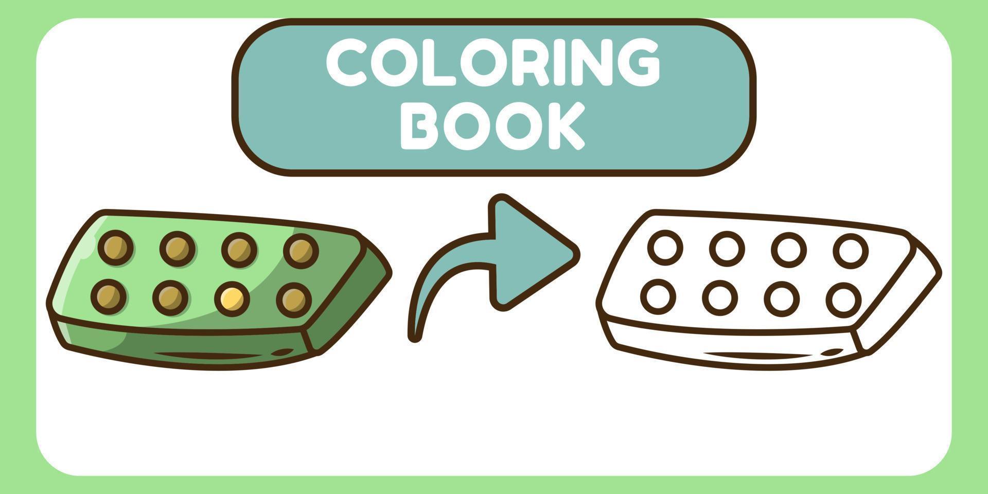 livro de colorir doodle desenhado à mão de drogas bonitos para crianças vetor