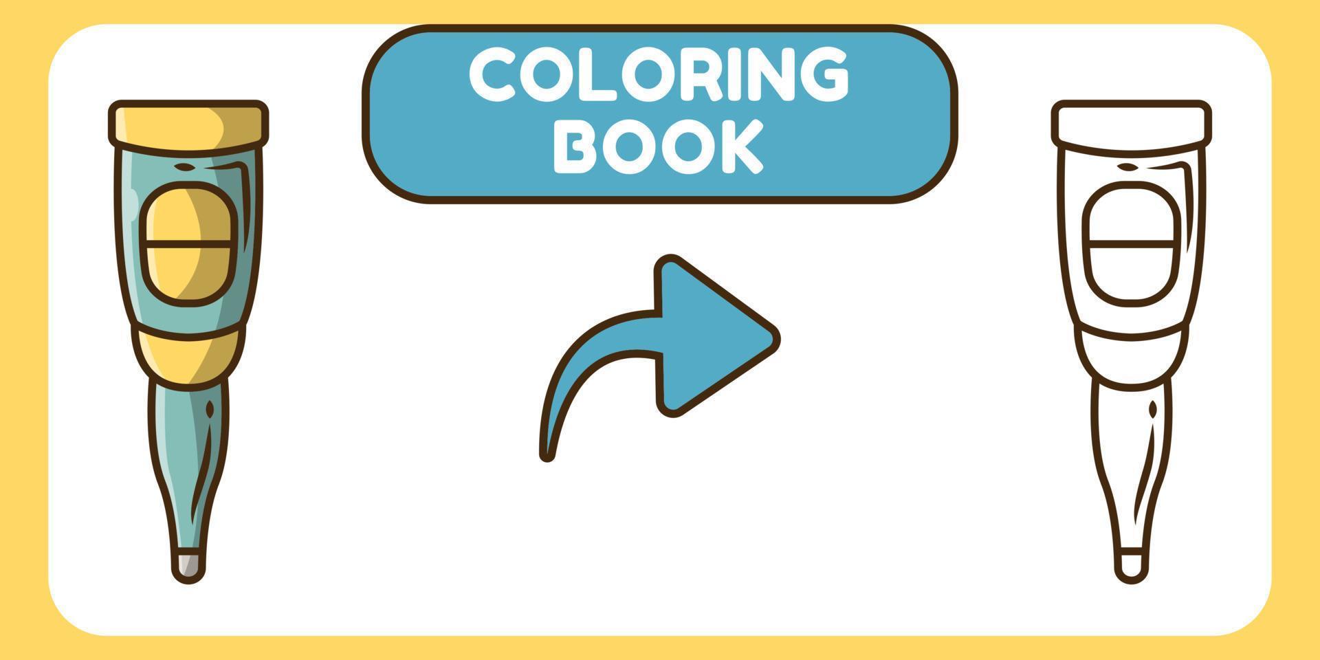 livro de colorir de desenho animado desenhado à mão termômetro bonito para crianças vetor