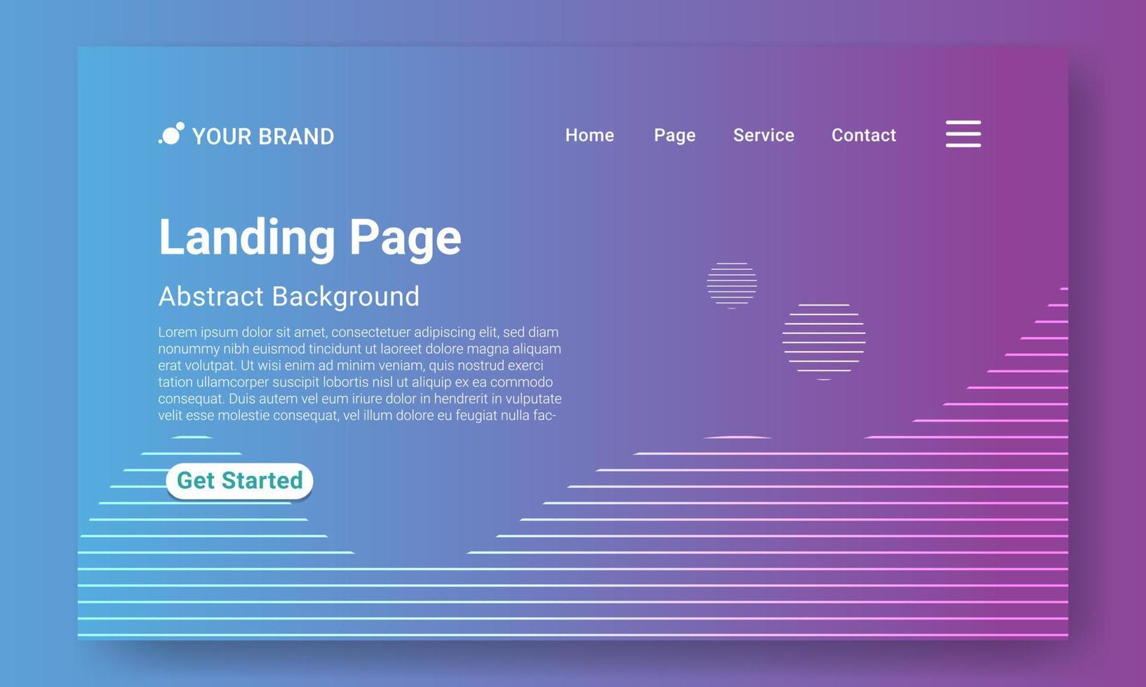 vetor de modelo de site de página de destino. gradiente colorido abstrato. conceitos de ilustração vetorial de design de página da web para desenvolvimento de sites e sites móveis. fácil de editar e personalizar.