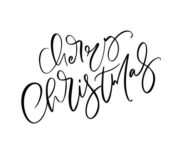 Feliz Natal mão lettering desenhado. Caligrafia do Xmas da ilustração do vetor no fundo branco. Elemento caligráfico isolado para banner, cartão postal, design de cartaz cartão