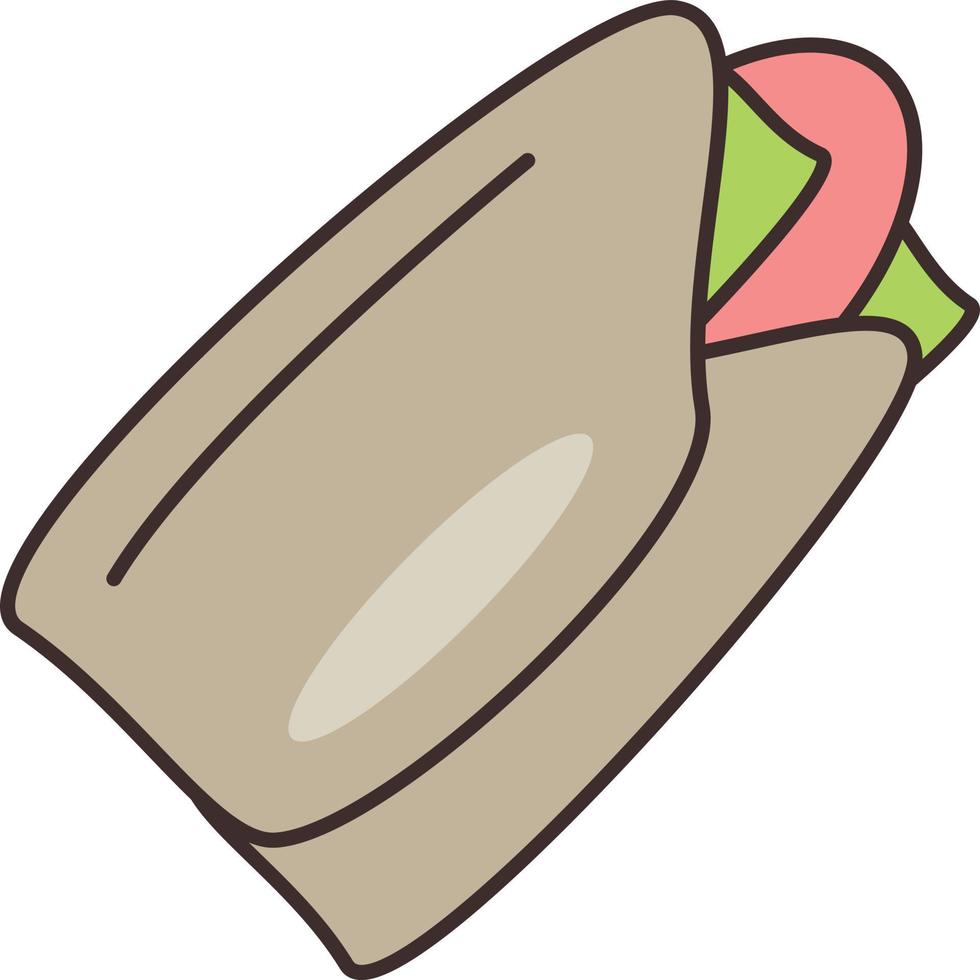 ilustração vetorial shawarma em um fundo transparente. símbolos de qualidade premium. ícone de cor plana de linha vetorial para conceito e design gráfico. vetor