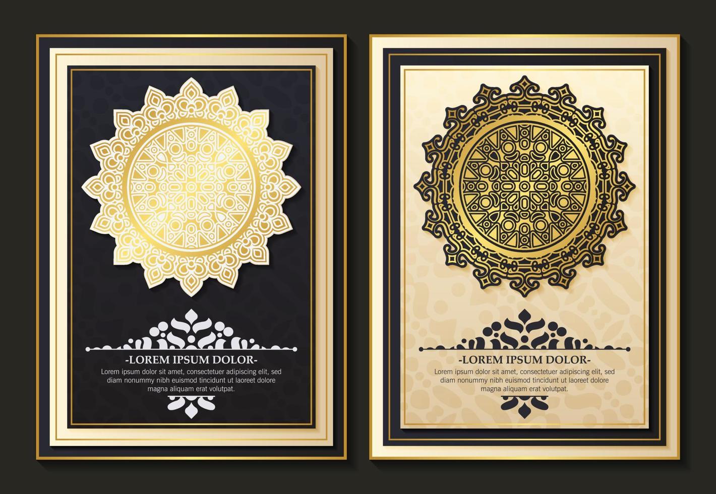 design de capa de mandala premium de luxo vetor