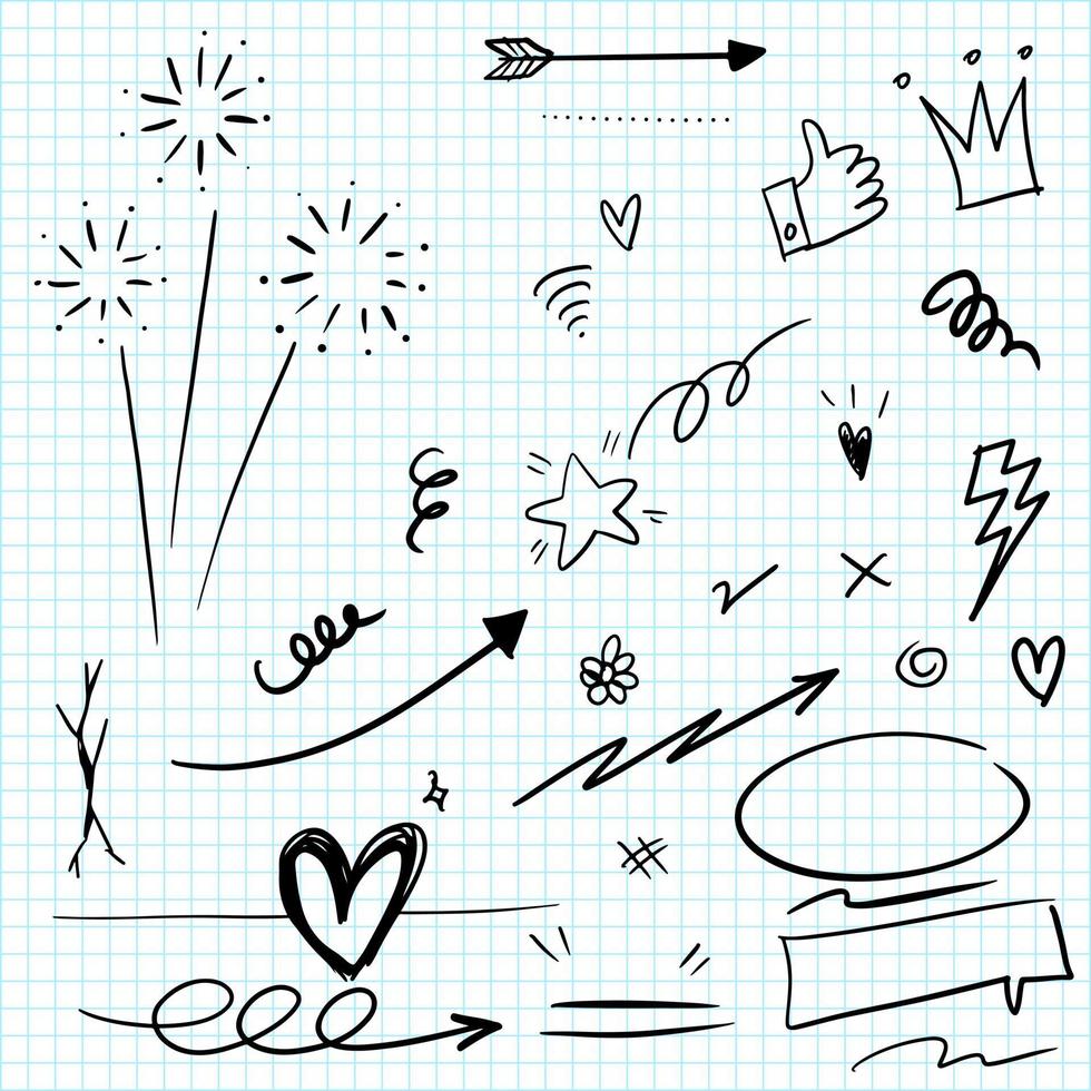 elementos de doodle desenhados à mão para design de conceito. ilustração vetorial. vetor