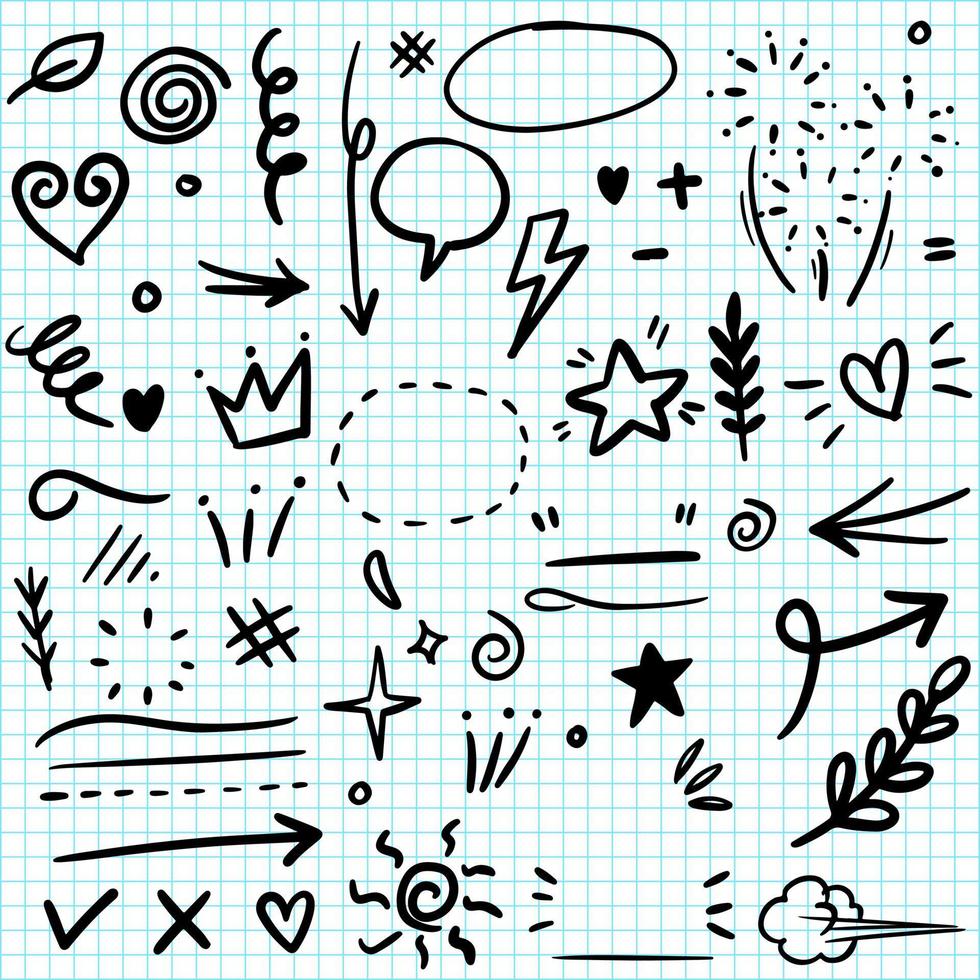 elementos de doodle desenhados à mão para design de conceito. ilustração vetorial. vetor