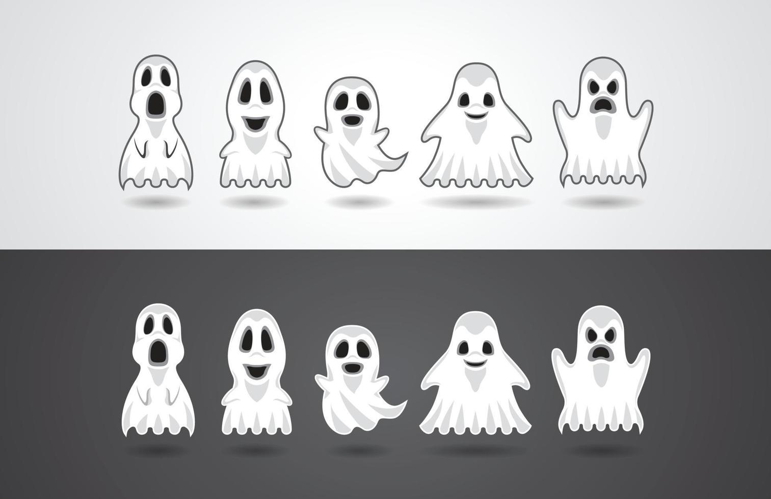 design de ilustração vetorial para festa de halloween com ação e emoção do cobertor de personagens fantasmas vetor