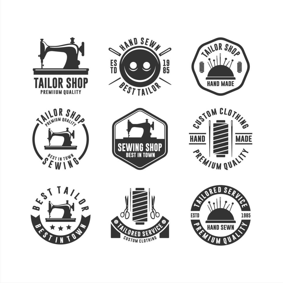 logotipos de roupas personalizadas de alfaiataria vetor