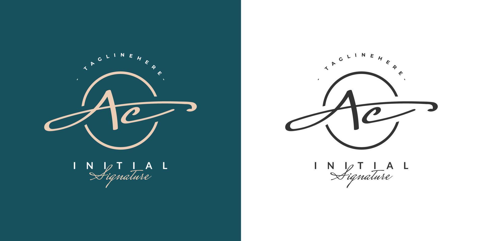 inicial a e c design de logotipo com estilo de caligrafia elegante e minimalista. logotipo ou símbolo de assinatura ac para casamento, moda, joias, boutique e identidade comercial vetor