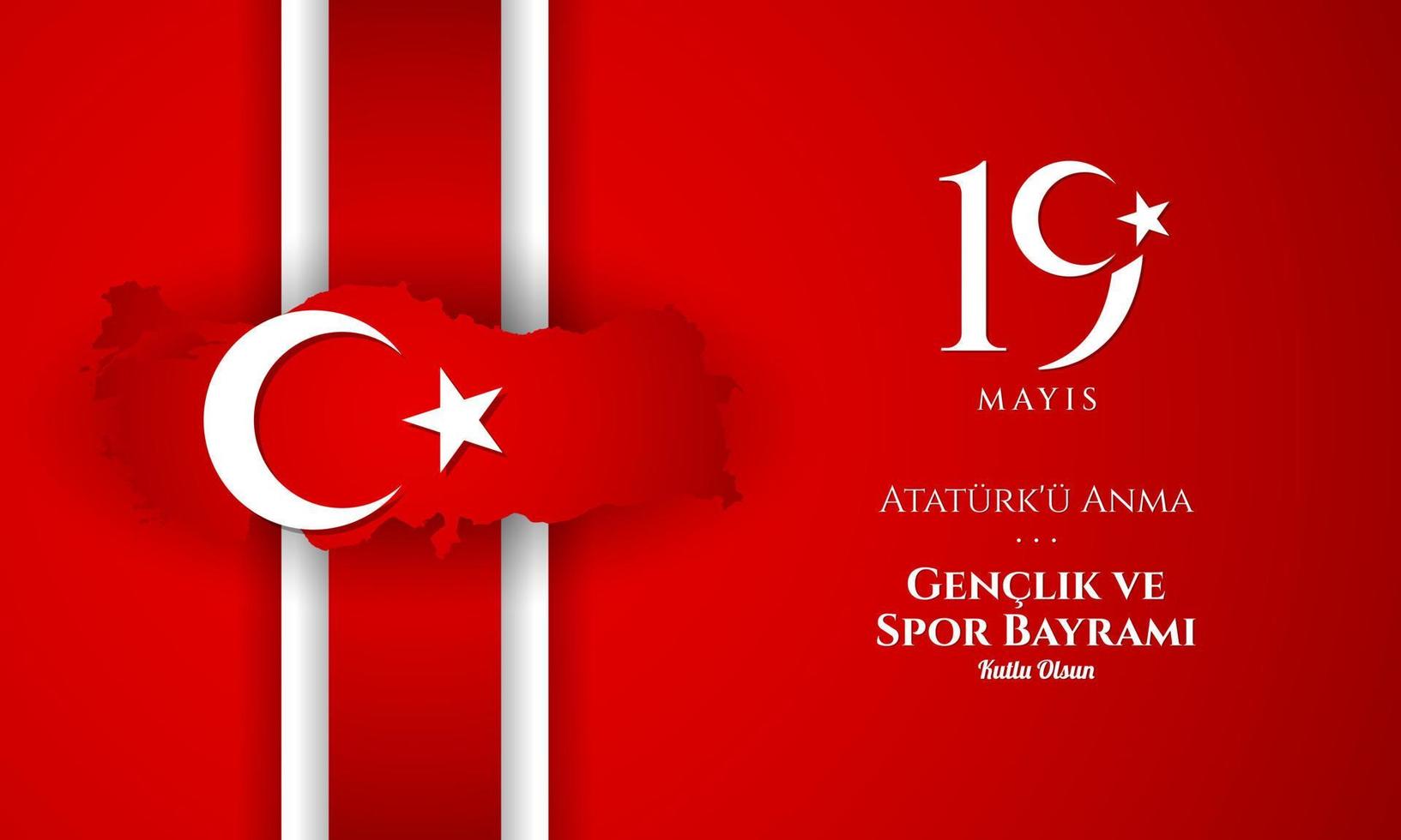 projeto de plano de fundo de férias na Turquia. comemoração do dia de ataturk, juventude e desporto. vetor