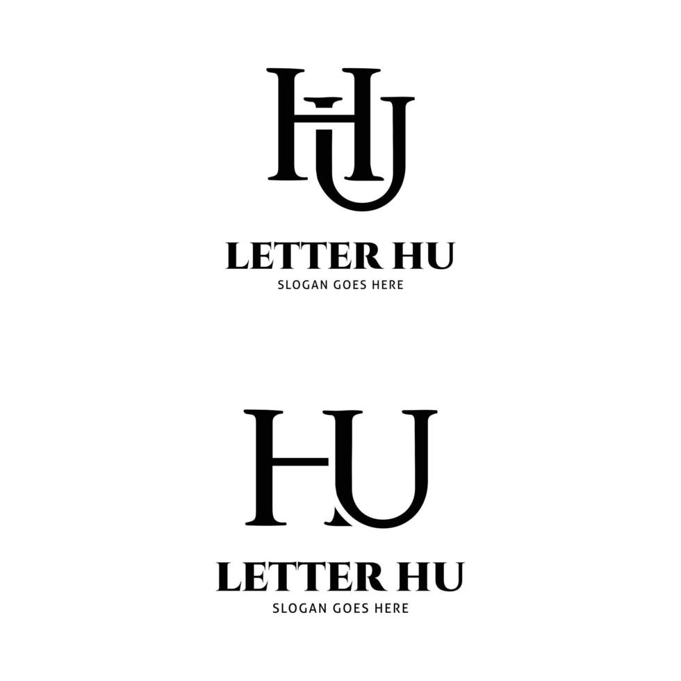 conjunto de design de ilustração de modelo de logotipo de vetor de ícone de letra inicial hu
