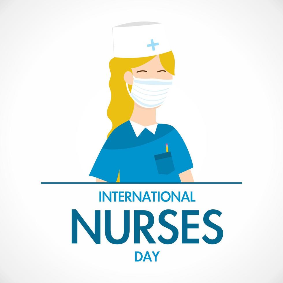 dia internacional da enfermeira. cartão postal, banner para o feriado. ilustração vetorial. remédios, máscaras, trabalhadores médicos. vetor