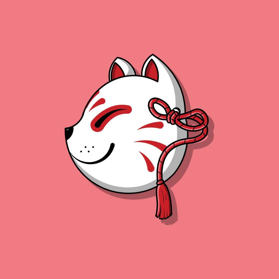 linda máscara japonesa de kitsune, ilustração vetorial eps.10 vetor