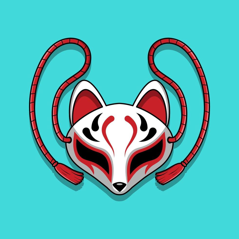 máscara japonesa de kitsune, ilustração vetorial eps.10 vetor