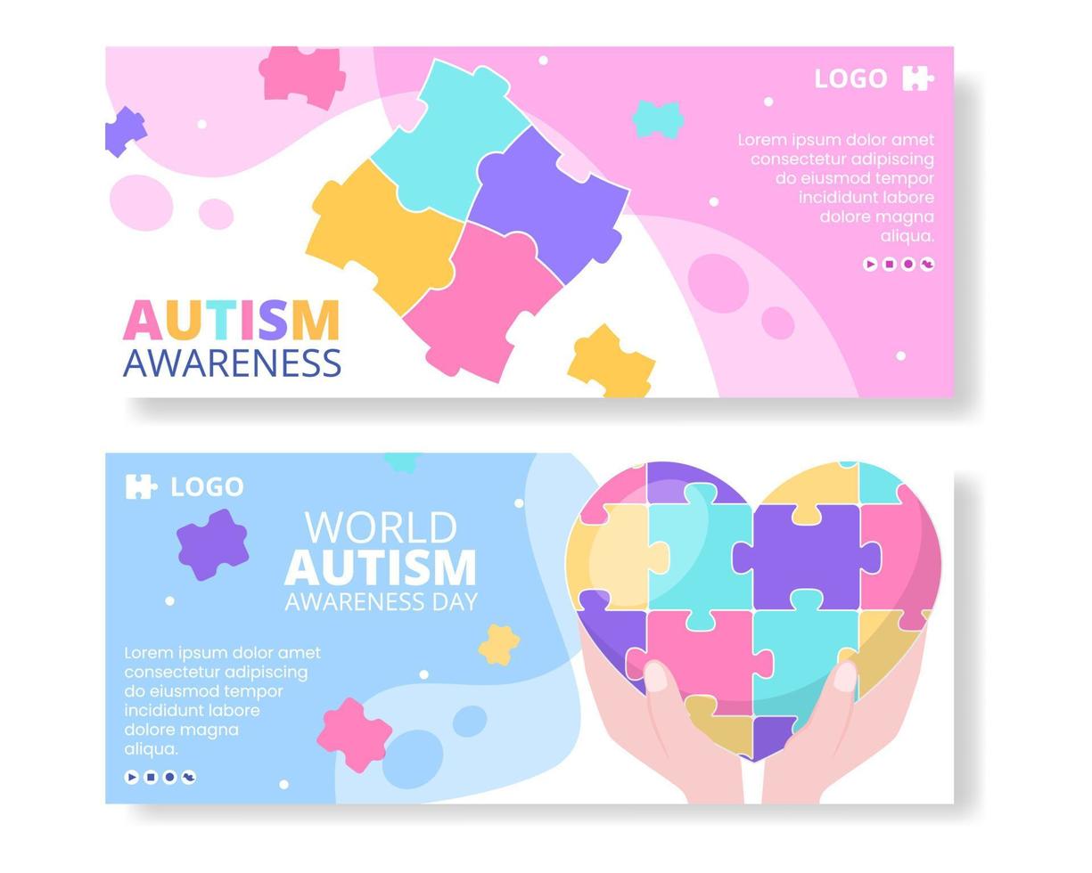 modelo de banner do dia mundial da conscientização do autismo ilustração plana editável de fundo quadrado adequado para mídia social ou cartão de cumprimentos vetor