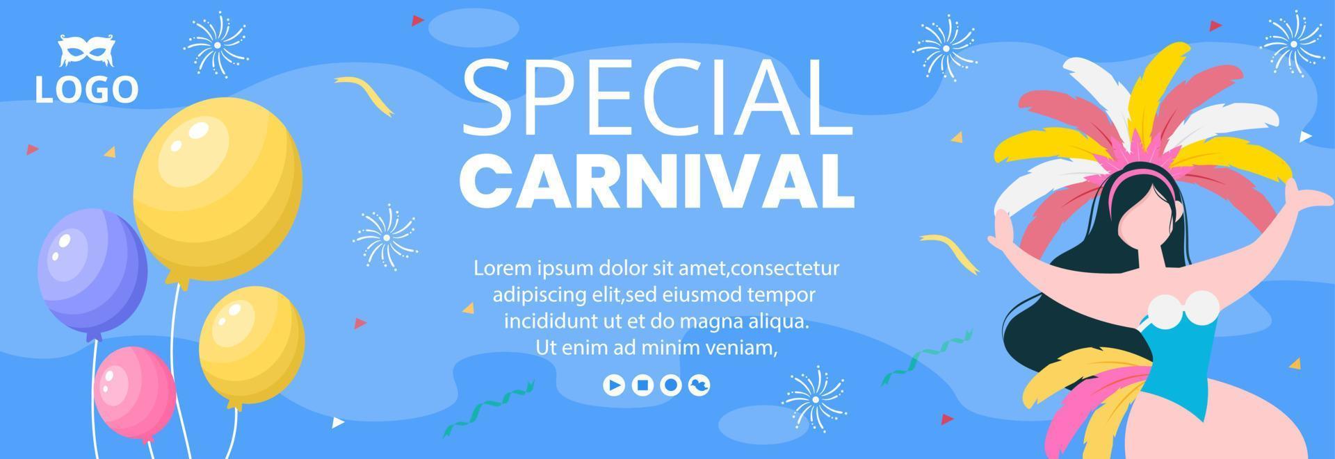 ilustração plana de modelo de capa de celebração de carnaval feliz editável de fundo quadrado adequado para mídias sociais ou cartão de felicitações vetor