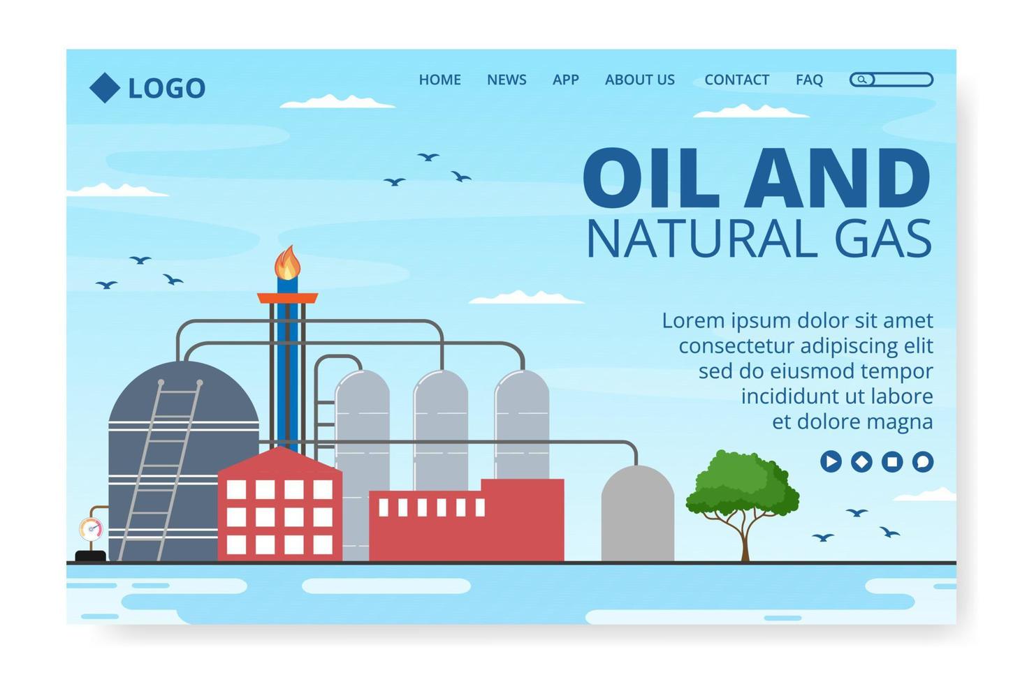 ilustração de design plano de modelo de página de destino da indústria de gás de petróleo editável de fundo quadrado para mídia social ou cartão de cumprimentos vetor