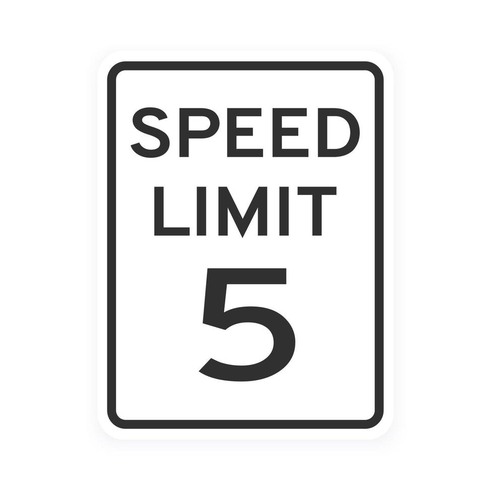 limite de velocidade 5 tráfego rodoviário ícone sinal estilo plano design ilustração vetorial. vetor