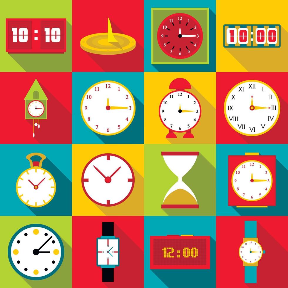 conjunto de ícones de relógios, estilo simples vetor