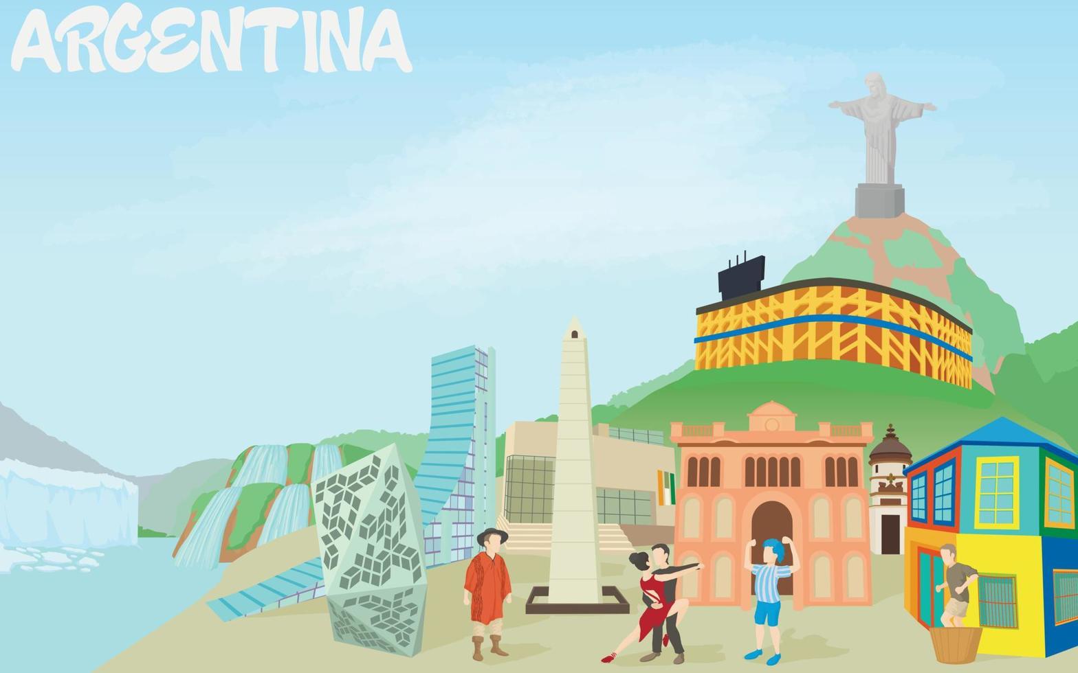 conceito de viagem argentina, estilo cartoon vetor