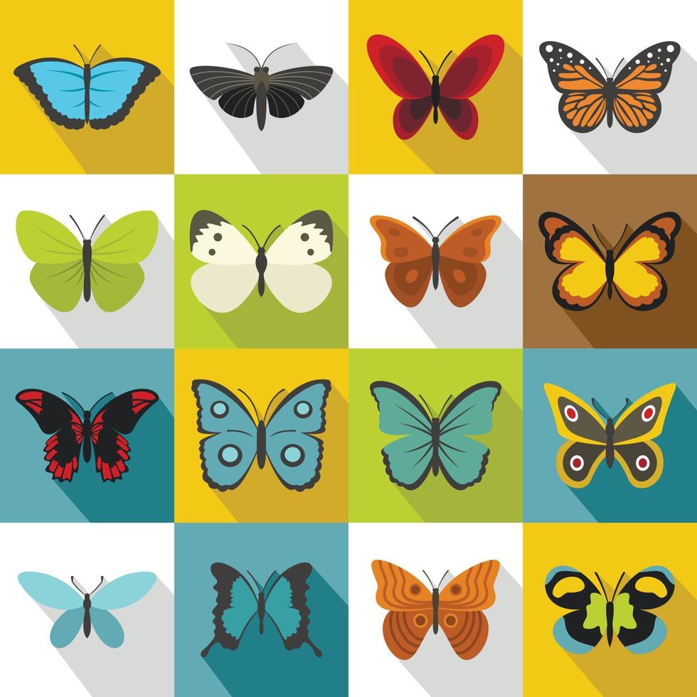 conjunto de ícones de borboletas, estilo simples vetor