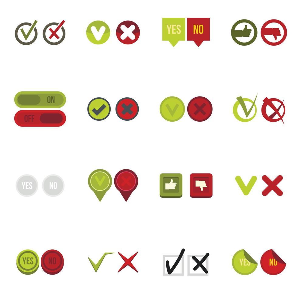 conjunto de ícones de marca de seleção, estilo simples vetor