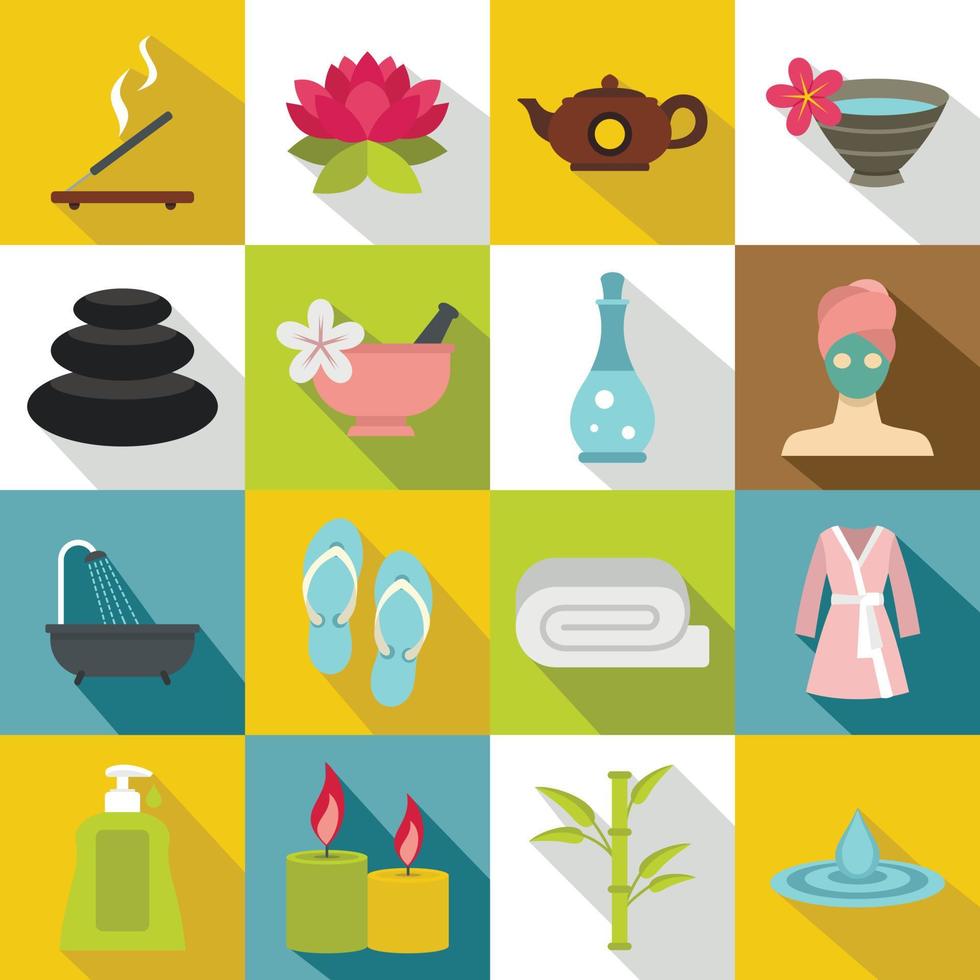 conjunto de ícones de tratamentos de spa, estilo simples vetor